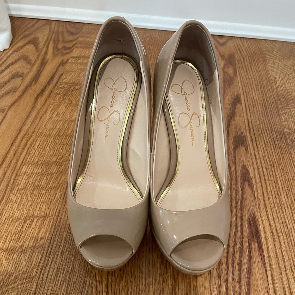 Nude Open Toe Heel Stiletto Platform Jessica Simpson Sz 6.5